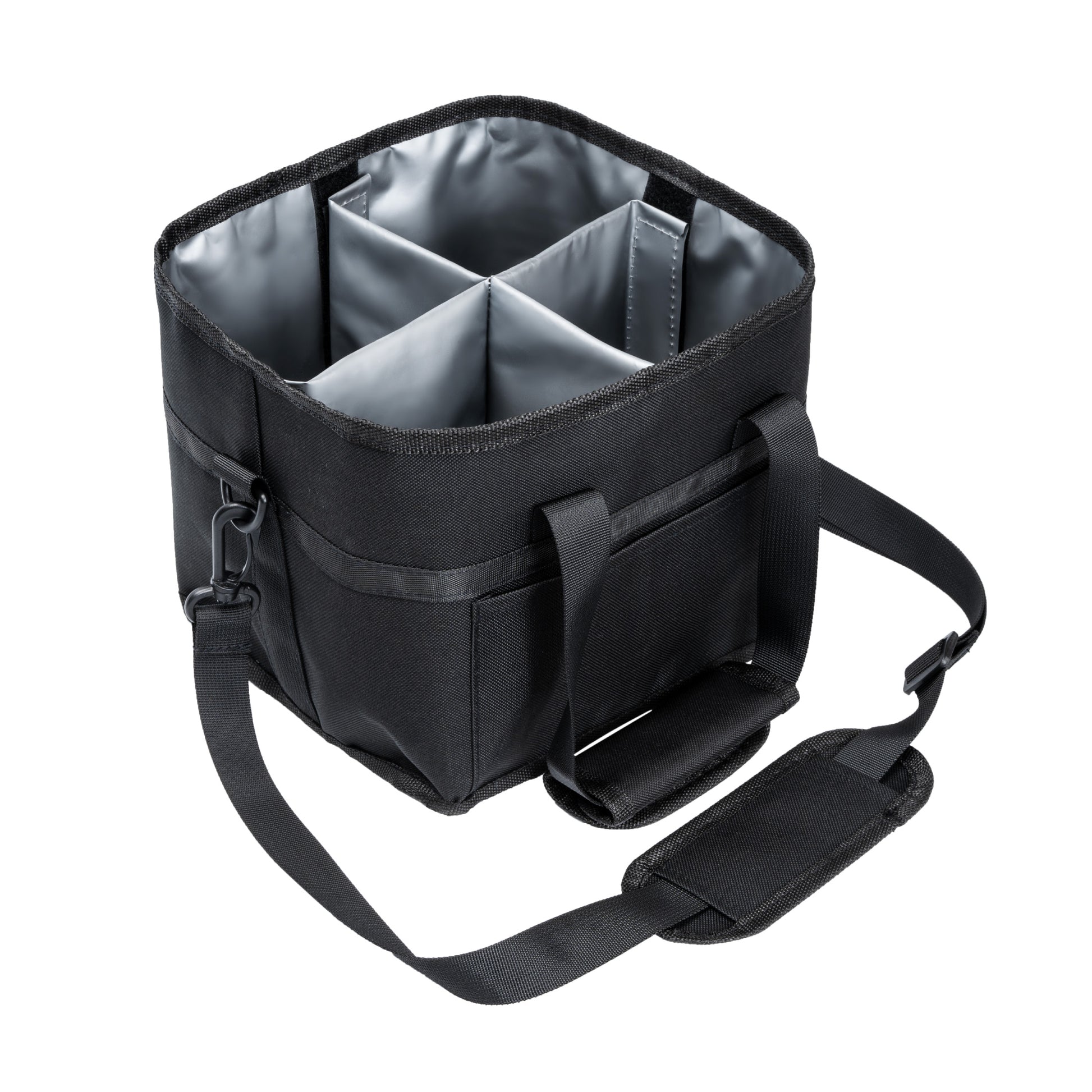 Insulated Drink Carrier Bag with 4 Compartments, Family Size Drink Holder Tote, Leakproof Base, Adjustable Shoulder Strap, Foldable Drink Caddy for Travel, Sports & Outdoor Activities