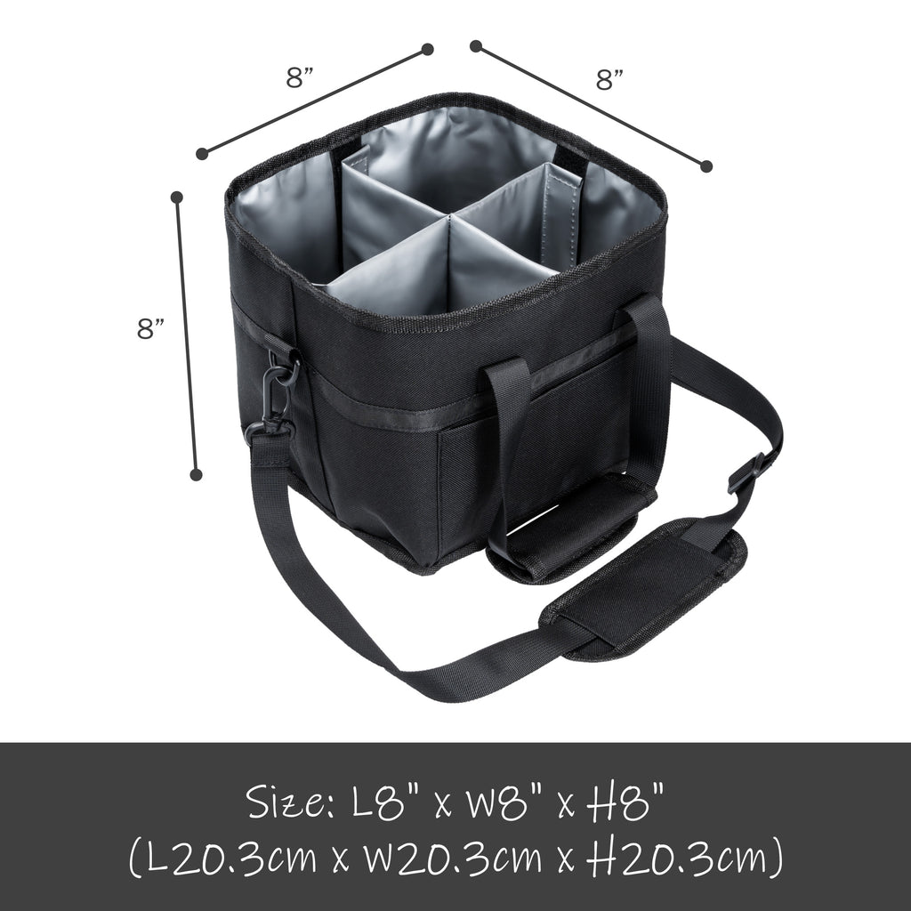 Insulated Drink Carrier Bag with 4 Compartments, Family Size Drink Holder Tote, Leakproof Base, Adjustable Shoulder Strap, Foldable Drink Caddy for Travel, Sports & Outdoor Activities