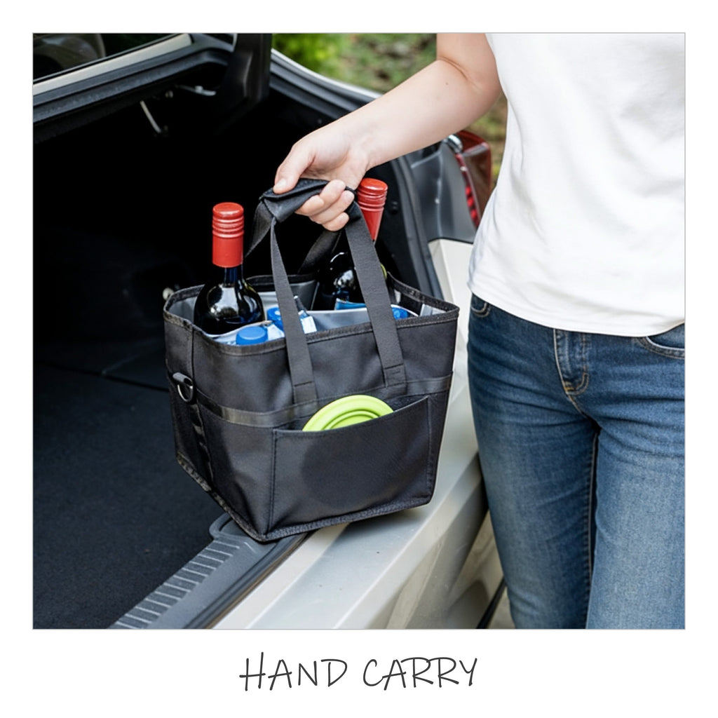 Insulated Drink Carrier Bag with 4 Compartments, Family Size Drink Holder Tote, Leakproof Base, Adjustable Shoulder Strap, Foldable Drink Caddy for Travel, Sports & Outdoor Activities