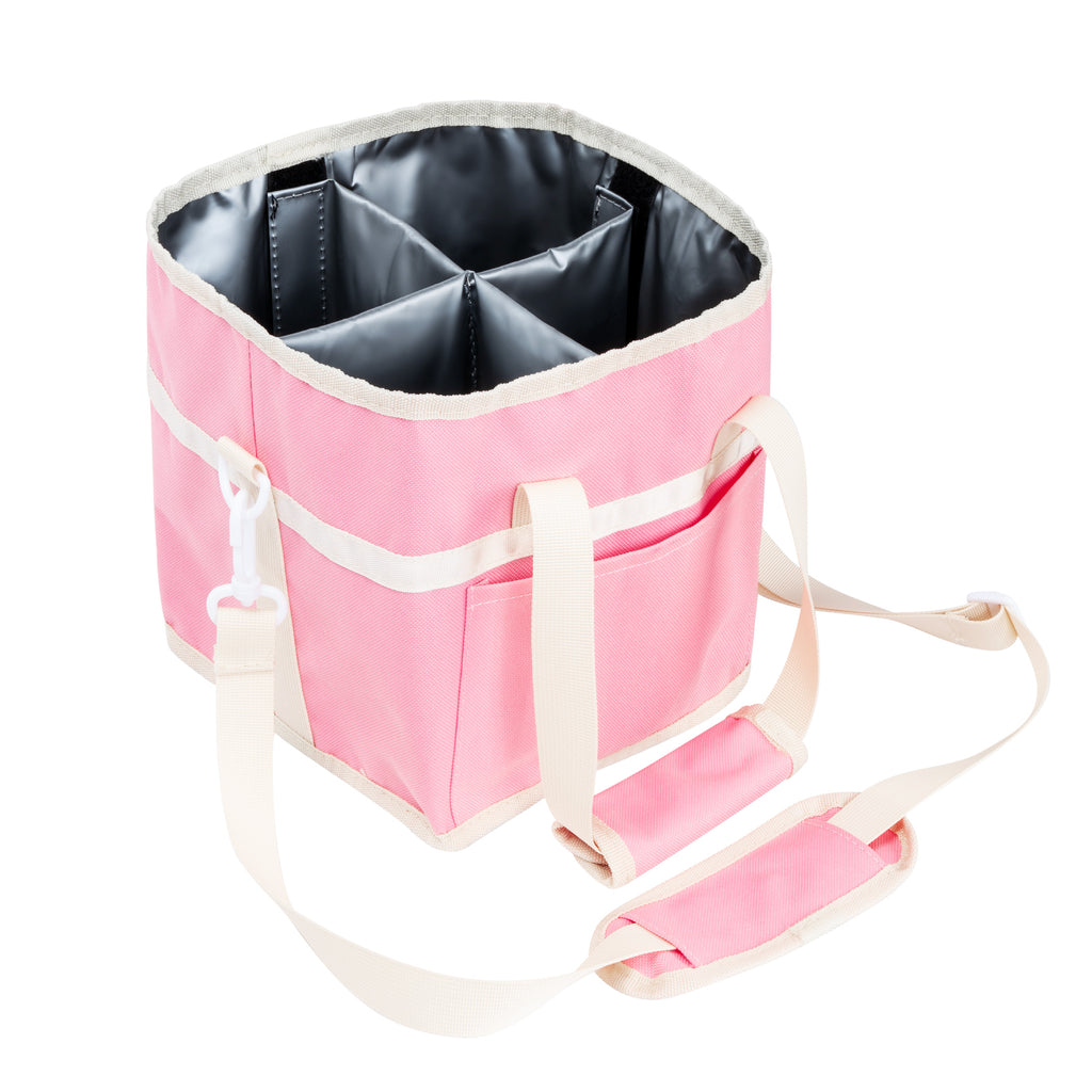 Insulated Drink Carrier Bag with 4 Compartments, Family Size Drink Holder Tote, Leakproof Base, Adjustable Shoulder Strap, Foldable Drink Caddy for Travel, Sports & Outdoor Activities