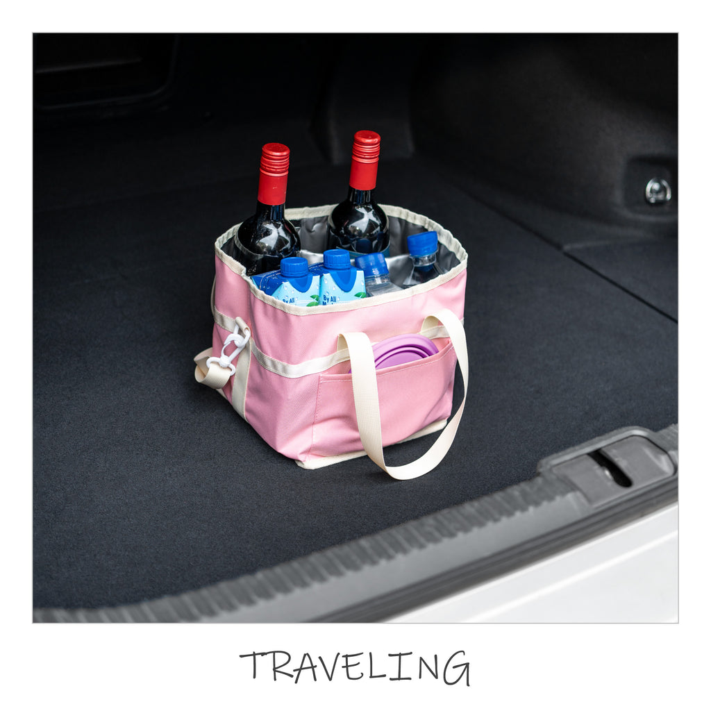Insulated Drink Carrier Bag with 4 Compartments, Family Size Drink Holder Tote, Leakproof Base, Adjustable Shoulder Strap, Foldable Drink Caddy for Travel, Sports & Outdoor Activities