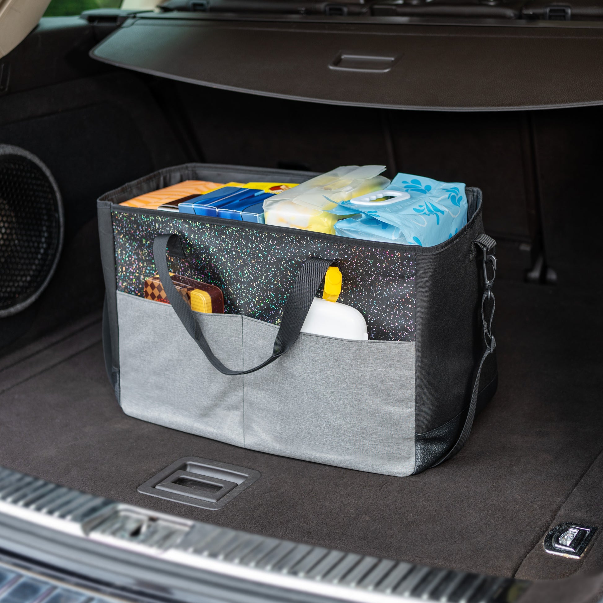 Sparkle Large Car Trunk Storage Bag, Waterproof Vehicle Cargo Organizer Tote with Strong Carry Handles