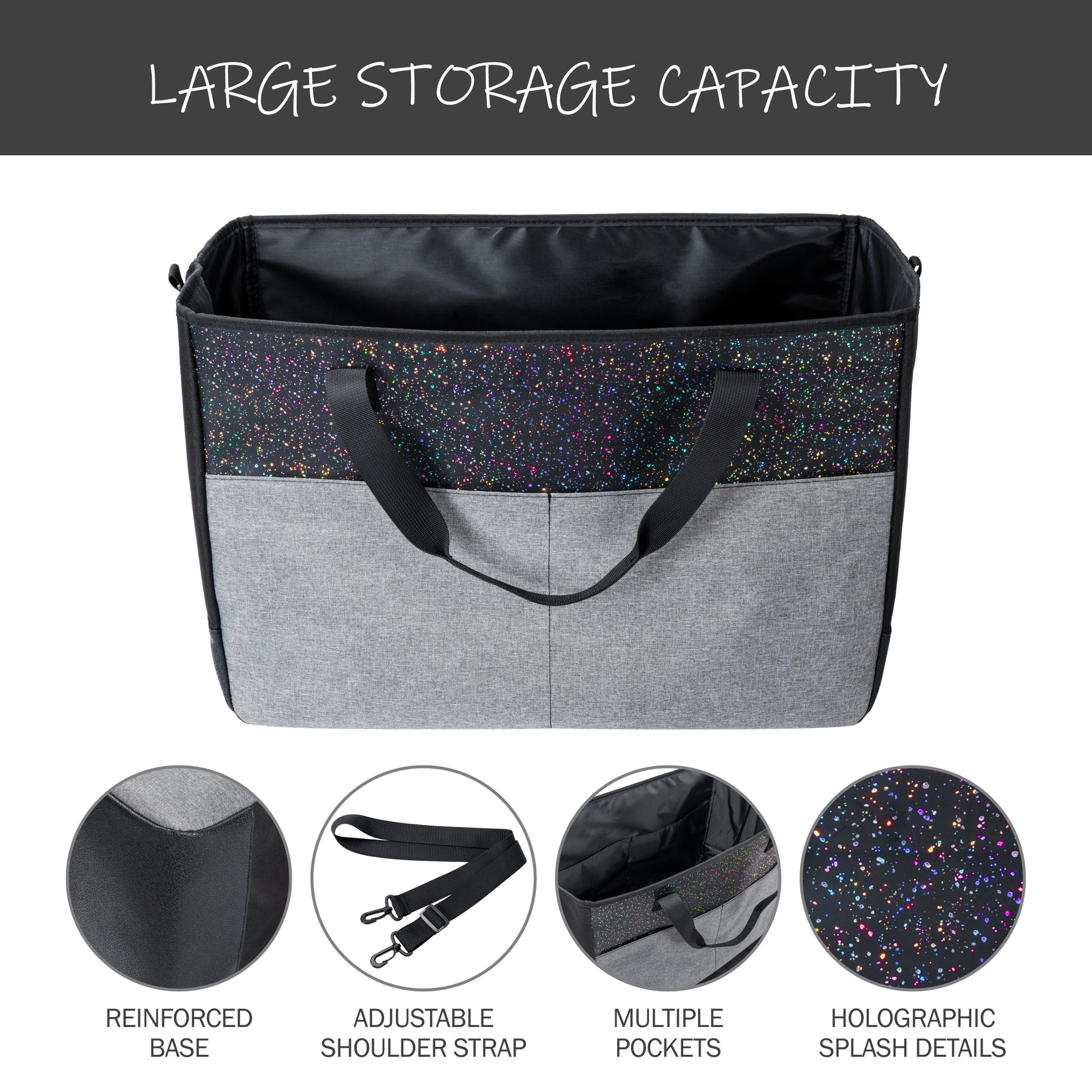 Sparkle Large Car Trunk Storage Bag, Waterproof Vehicle Cargo Organizer Tote with Strong Carry Handles