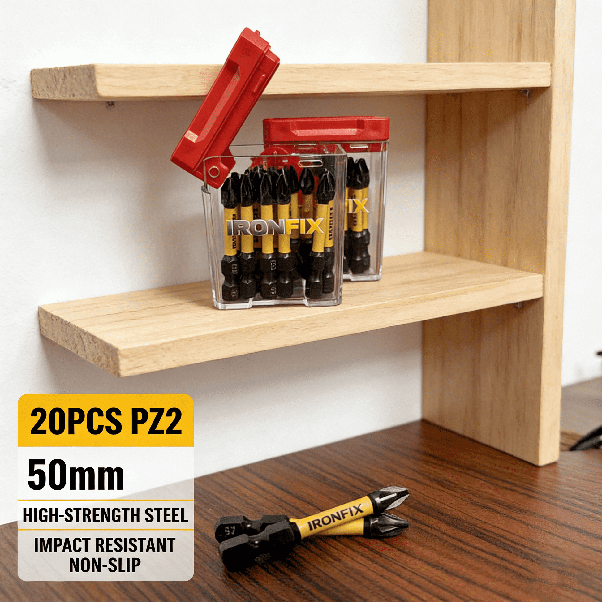 20PCS PZ2 Screwdriver Bits, 50mm Magnetic Pozidriv Drill Bit Set, S2 Steel Impact Driver Bits for Power Drill, Woodworking & Home Repair