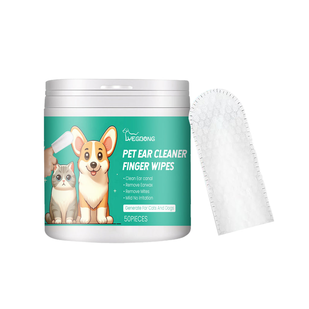 Dogs & Cats Pet Cleaning Wipes - 50 Count - Finger Design for Ears, Eyes & Paws, Deodorizing