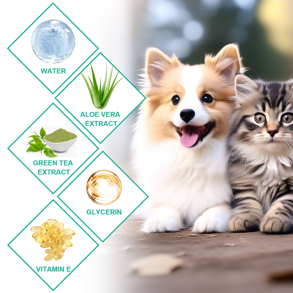Dogs & Cats Pet Cleaning Wipes - 50 Count - Finger Design for Ears, Eyes & Paws, Deodorizing