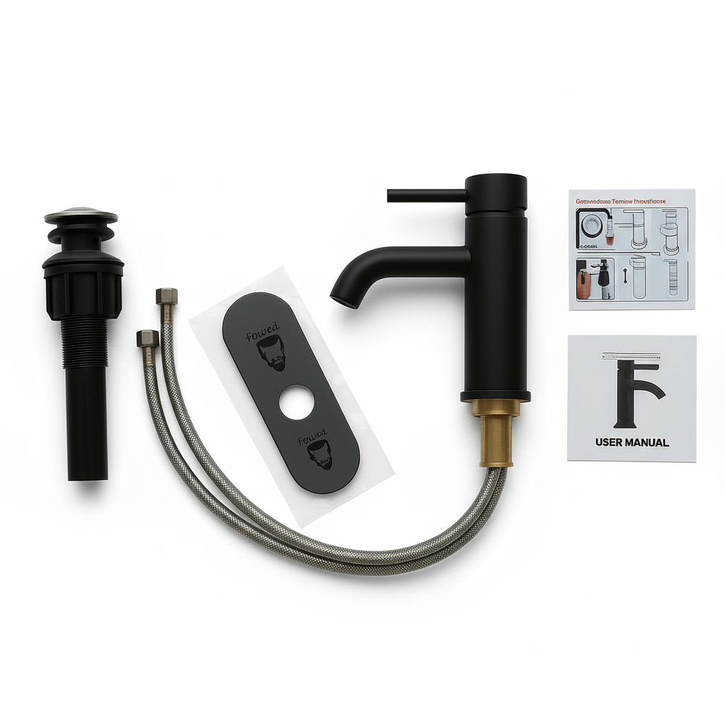 Single Hole Matte  Bathroom Faucet with Pop Up Drain Assembly and Faucet Supply Hose, Single Handle Lavatory Faucets for Sink, Sink Faucet Bathroom