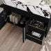 Bathroom Vanity with Marble Countertop, Black Modern Vanity Cabinet with Gold Handles, Ceramic Sink Vanity with Drawers for Bathroom