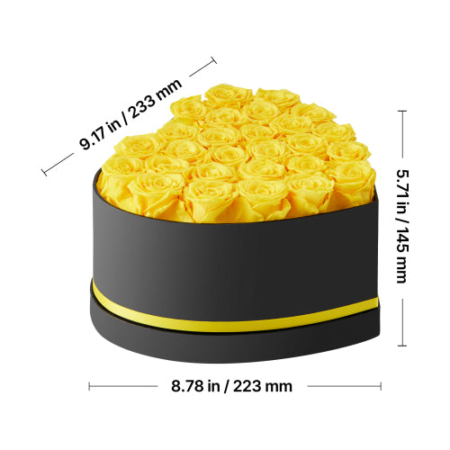Preserved Roses Heart Box, 27 Yellow Forever Roses in Heart Shaped Gift Box, Long Lasting Flowers for Wife Mom Her Birthday