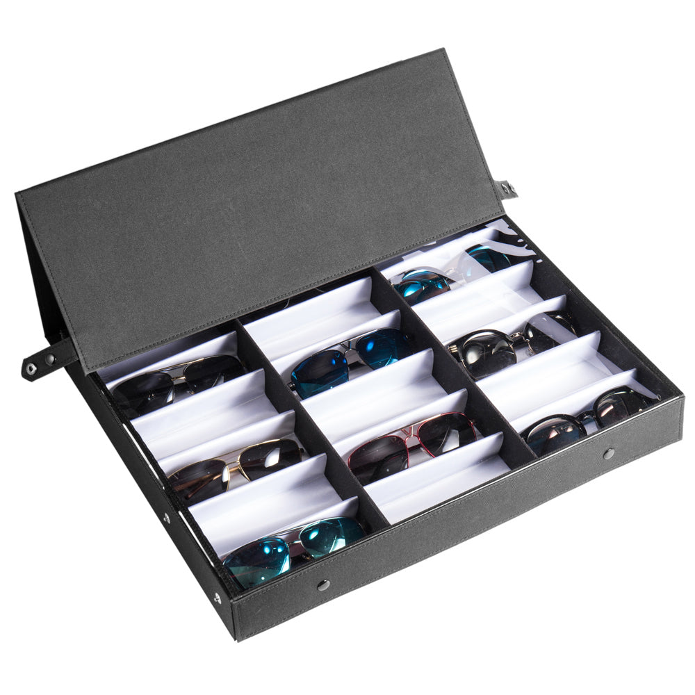AEELLEEA-18 Slots Sunglasses Organizer Storage Case Tray, Eyewear Display Holder for Eyeglasses & Sunglasses, Large Capacity Glasses Collection Box for Home, Shop Display