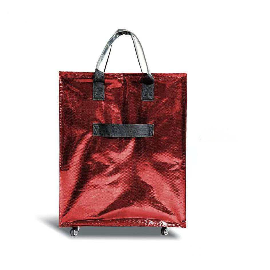 Folds Flat Reusable Grocery Bag on Wheels, Waterproof Shopping Trolley Bag, Foldable Rolling Cart Bag for Grocery, Travel & Home Storage, Space-Saving Utility Organizer