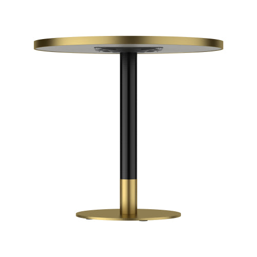 AEELLEEA 31.5-Inch Round Dining Table, Black Marble-Look Top with Black and Gold Metal Pedestal Base, Modern Kitchen Table