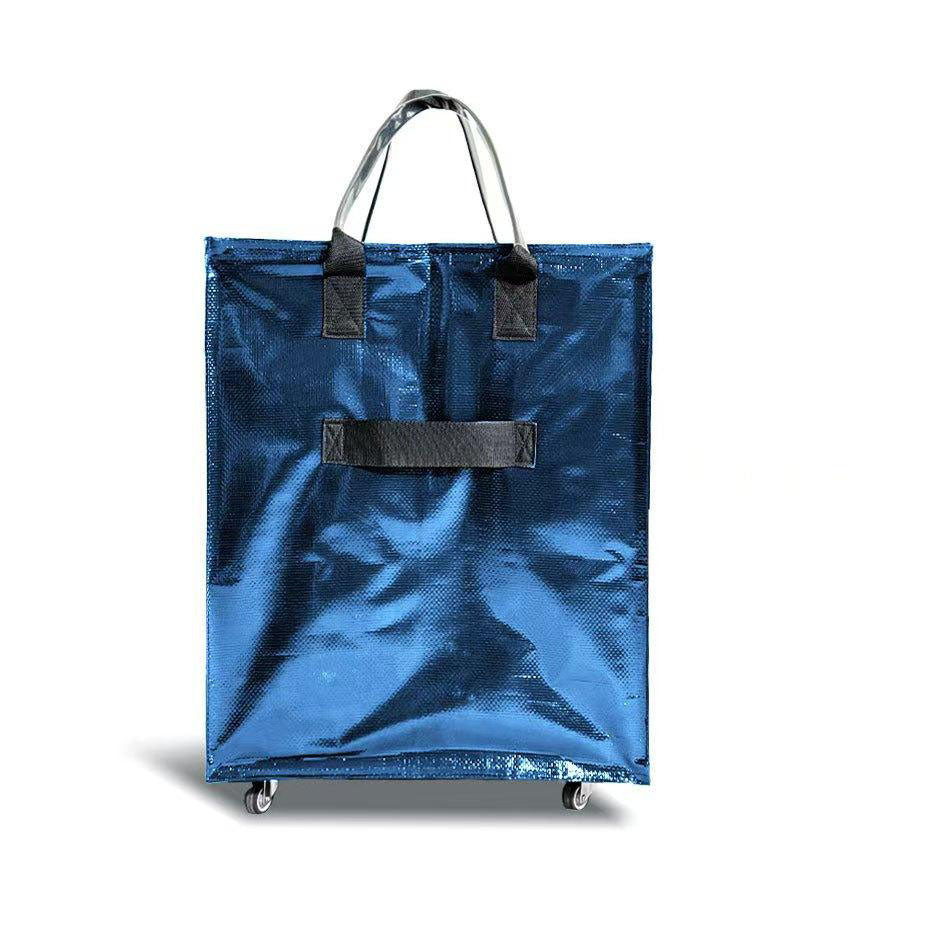 Folds Flat Reusable Grocery Bag on Wheels, Waterproof Shopping Trolley Bag, Foldable Rolling Cart Bag for Grocery, Travel & Home Storage, Space-Saving Utility Organizer
