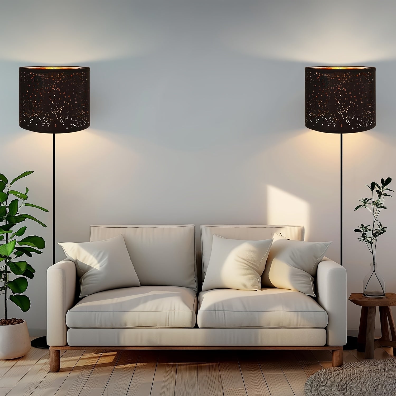 2-Pack Black Starry Sky Drum Lamp Shades, Collapsible Lampshades with Gold Inner Lining, Includes Harp for E26/E27/E14