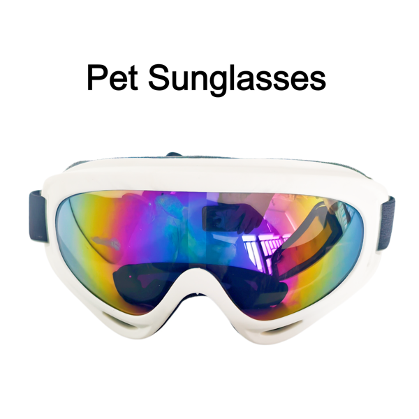 2 Pack Dog Goggles Pet Sunglasses with Adjustable Straps, Rainbow Lens Eye Protection for Medium Large Dogs, Black & White