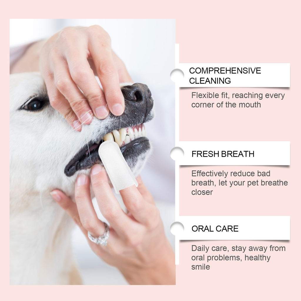 Pet Dental Finger Wipes for Dogs & Cats, 50Pcs Aloe Extract Teeth Cleaning Finger Wipes Remove Plaque & Tartar Freshen Breath
