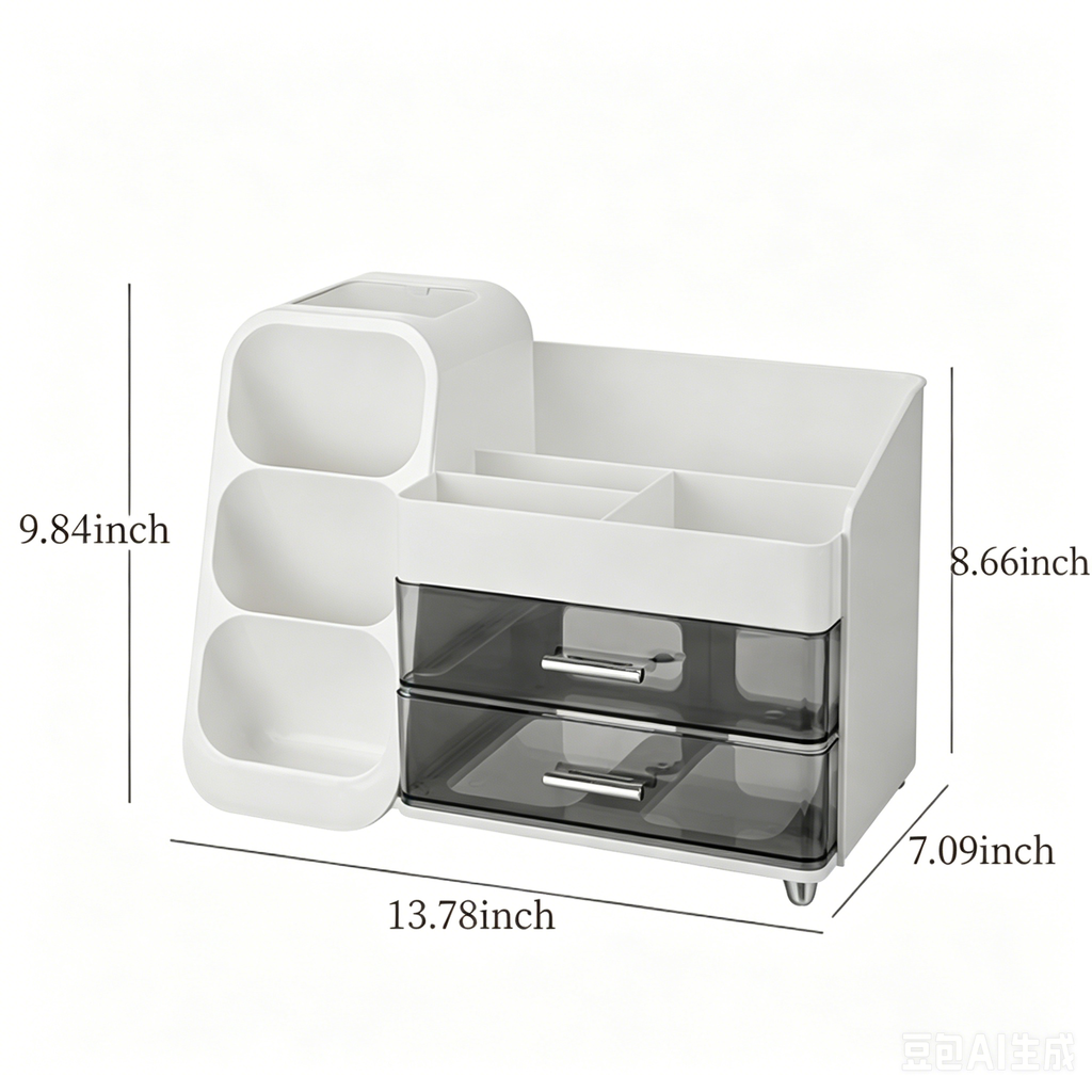 AEELLEEA Large Capacity Makeup Organizer for Vanity, Bathroom Countertop Cosmetic Organizer with Makeup Brush Holder, Skincare & Perfume Storage, Thickened Material