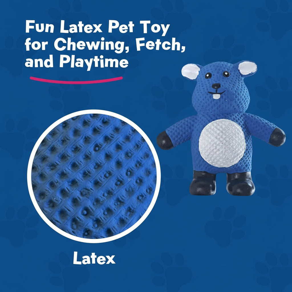 My Pet & Me - Squeaky Dog Toys for Light to Moderate Chewers - Fun Latex Toys for Puppies, Teething, and Gentle Play - Interactive Fetch and Chew Toy with Squeaker (Blue Mouse, 4.3 Inch)