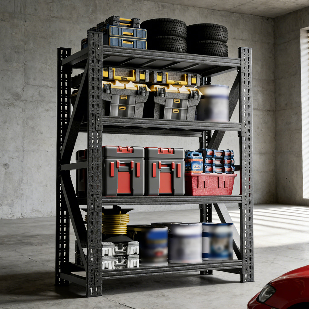 AEELLEEA Heavy Duty Adjustable Steel Garage Storage Shelving Unit, 69"H x 47"W 4-Tier Industrial Rack, 4000LBS Total Load for Warehouse & Workshop