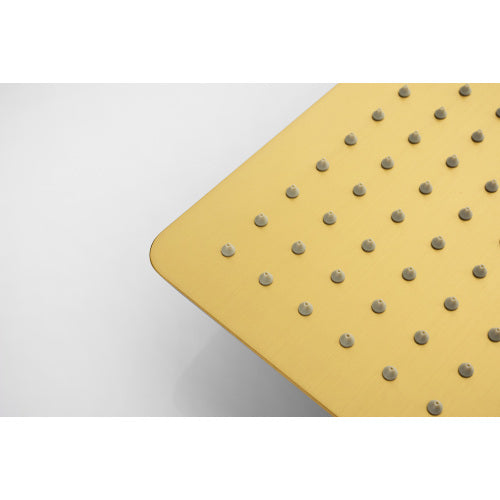 AEELLEEA 10 Inch Square Rain Shower Head with 7.9 Inch Ceiling Mount Arm, Brushed Gold Overhead Rainfall Shower for Bathroom