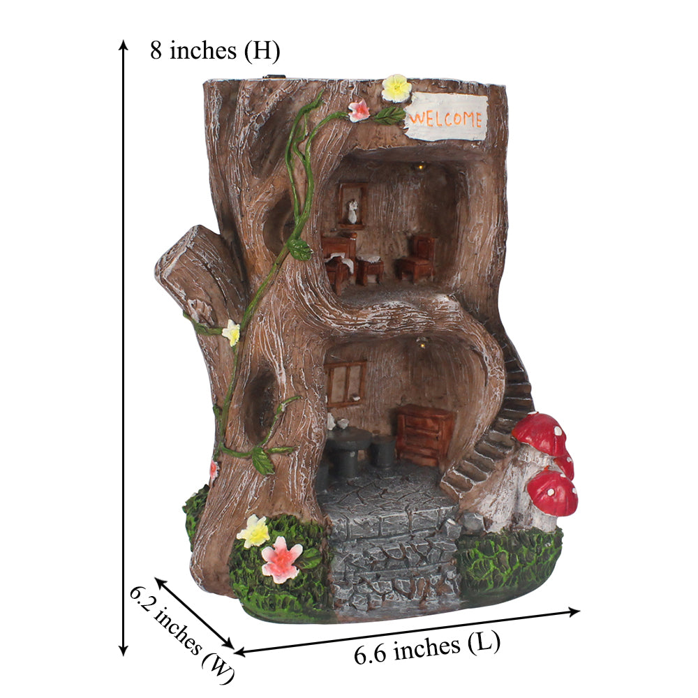 Fairy Garden House Outdoor, Gnome Miniature House Sculpture, Large Fairy Garden Decor for Patio Lawn Path, Outdoor Garden Decorations, 8" Tall