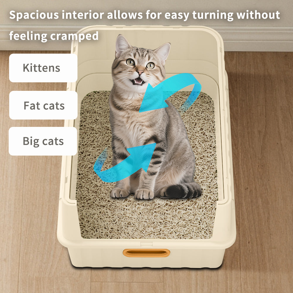 Convertible Enclosed Cat Litter Box with Pull-Out Drawer, Front Door, Top Vent Panel & Litter Scoop, White, 19.69" x 13.78" x 13.78"