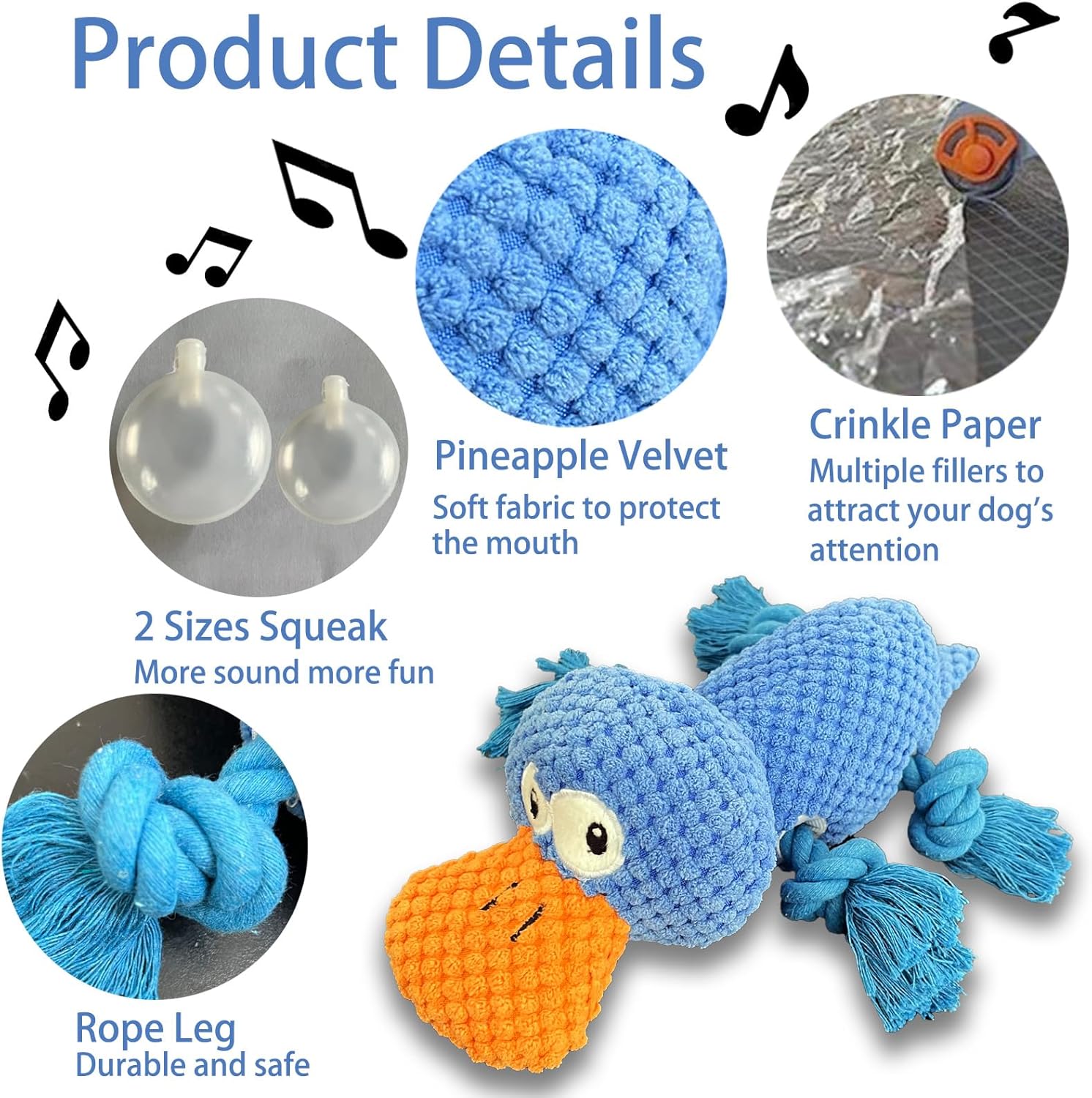 Dog Toys, Wrinkled Paper Plush Toys  Dogs, Durable Dog Squeaky Toys