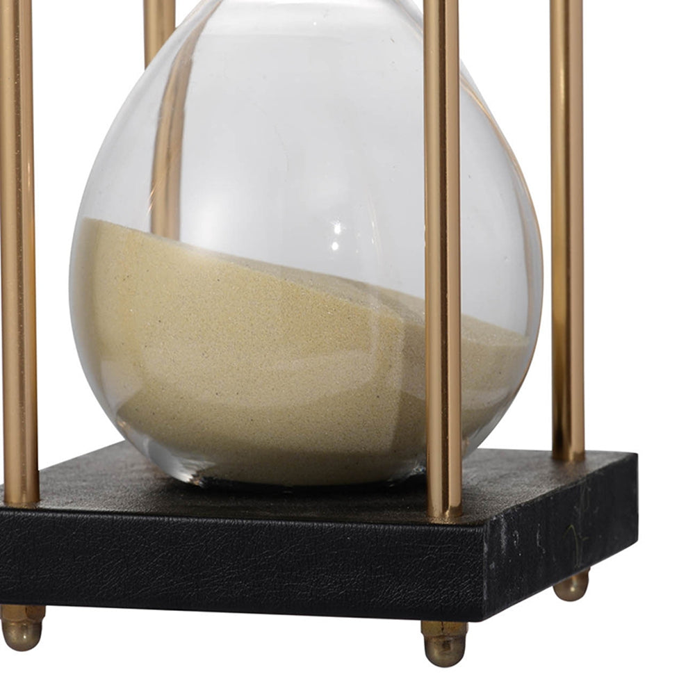 3" 15-Minute Tan Sand Hourglass Timer with Metal Stand, Glass Sand Timer for Kids, Egg Timer for Home & Office Decor