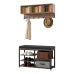 Entryway Coat Rack and Shoe Bench Set, Wall Mounted Coat Hook Shelf with Cushioned Shoe Storage Bench for Hallway