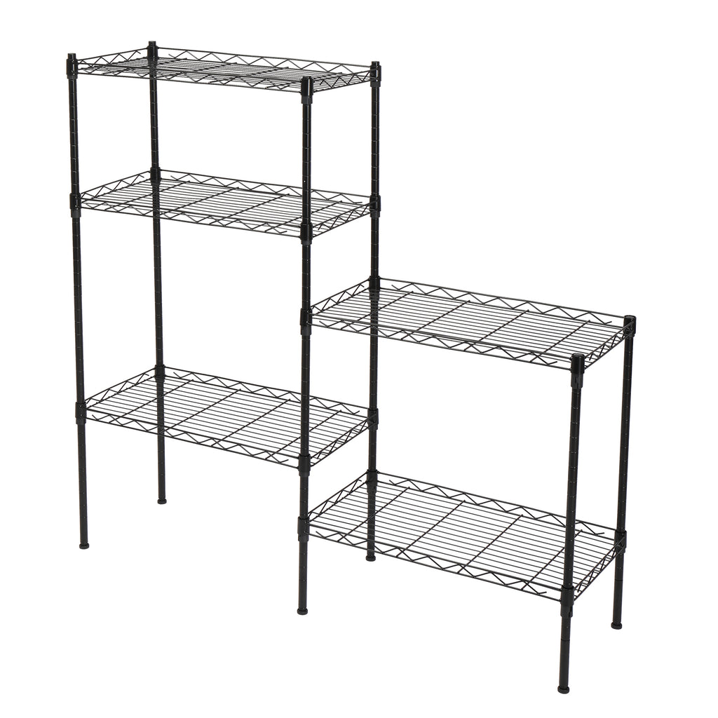 AEELLEEA-Changeable Assembly Floor Standing Carbon Steel Storage Rack, Black
