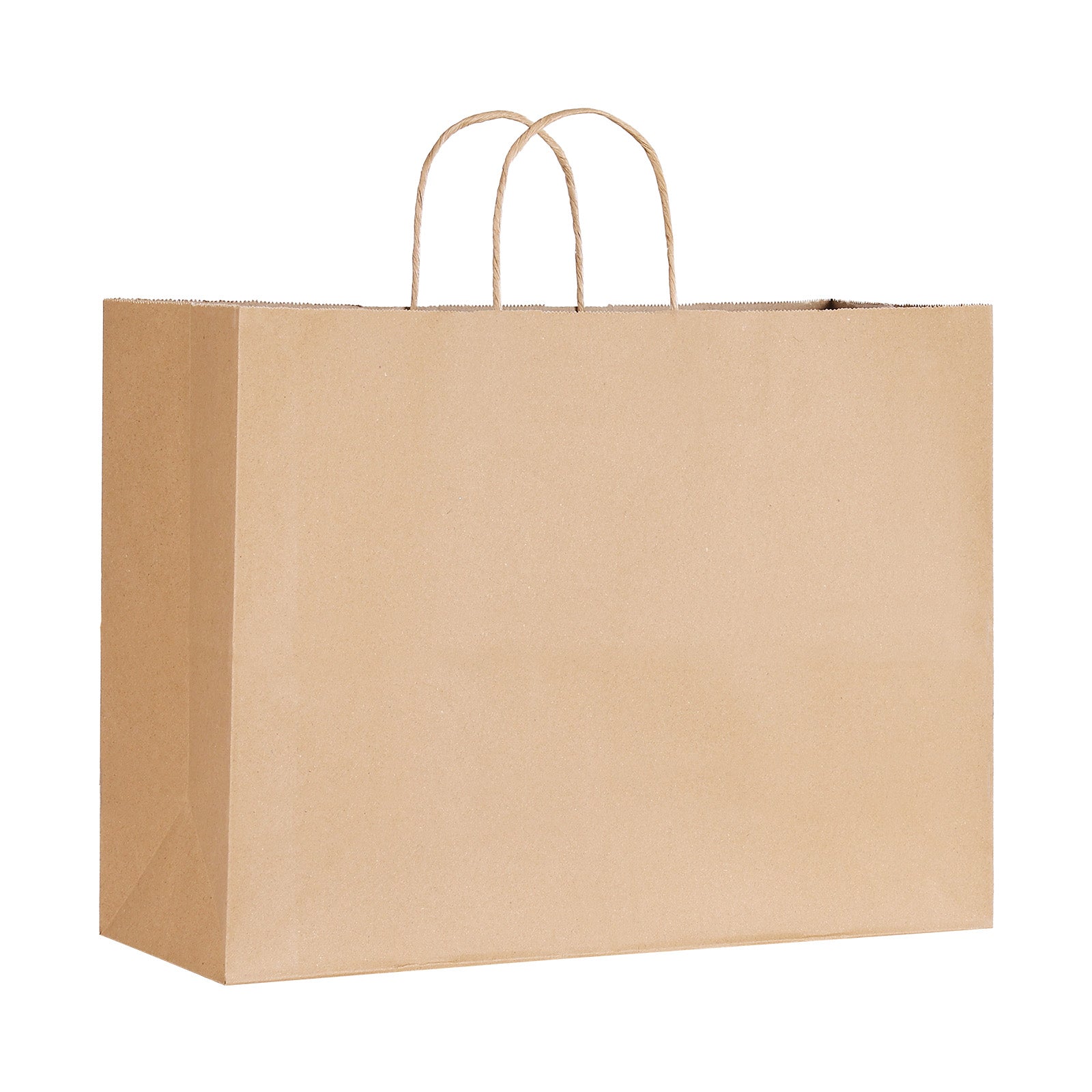 50 Pack 16x6x12 Inch Brown Kraft Paper Bags with Handles, Recyclable Plain Gift Shopping Totes, Disposable Retail Merchandise Bags for Party Boutique Grocery Packaging
