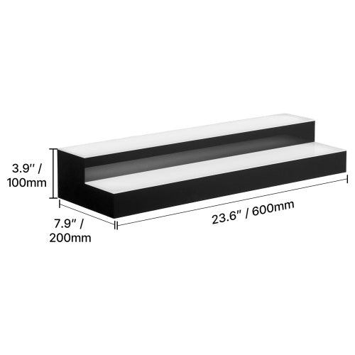 2 Tier 24 Inch LED Liquor Bottle Display, Lighted Acrylic Bar Shelf with RF Remote and APP Control, 9 Colors