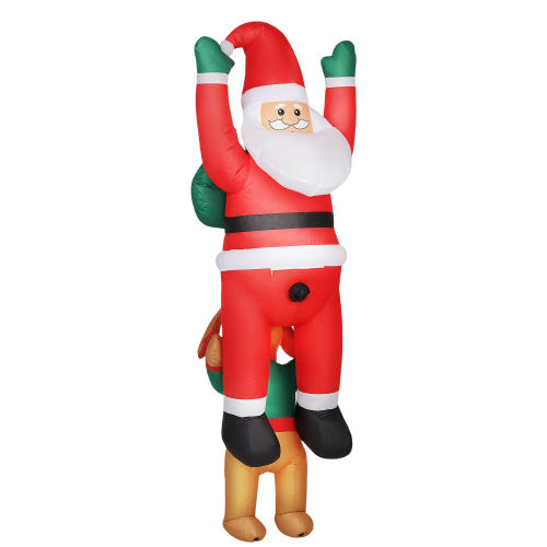 AEELLEEA 7' Inflatable Santa Riding Reindeer Christmas Decoration with LED Lights, Outdoor Yard Holiday Decor