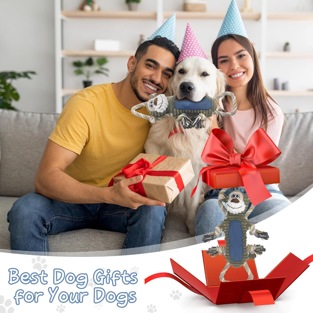 ZippyPaws Dog Chew Toys, Squeaky Dog Toys, Interactive Tug of War Puppy Toys, Stuffed Dog Toys for Small, Medium and Large Dogs - Monkey