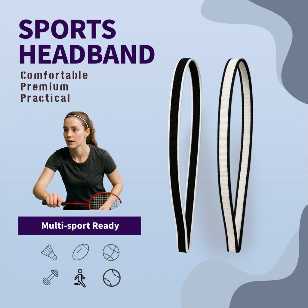 2-Pack Sports Headbands, Sweat-Wicking & Quick-Dry, Comfortable Stretch Won't Squeeze Head, Vibrant & Versatile for Workouts
