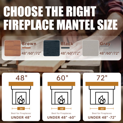 AEELLEEA 72-Inch Solid Wood Floating Fireplace Mantel Shelf, 9 x 6 Inches, 80 lb Capacity
