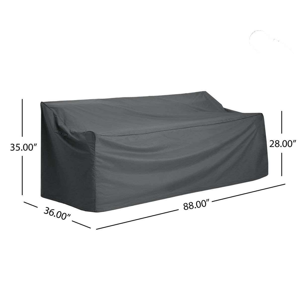 AEELLEEA 88" Dark Gray Patio 3-Seater Sofa Cover, Waterproof UV Resistant Outdoor Furniture Cover with Secure Buckle Straps