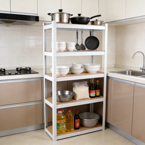 5-Tier White Metal Shelving Unit, Heavy Duty Adjustable Garage Storage Rack, Multipurpose Shelf for Pantry & Basement, 29"W x 12"D x 59"H