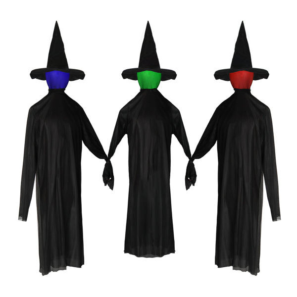 3‑Pack Black Hand‑Held Screaming Witch Halloween Decor, Sound‑Activated Sensor with Lights for Home Yard & Holiday Party Display
