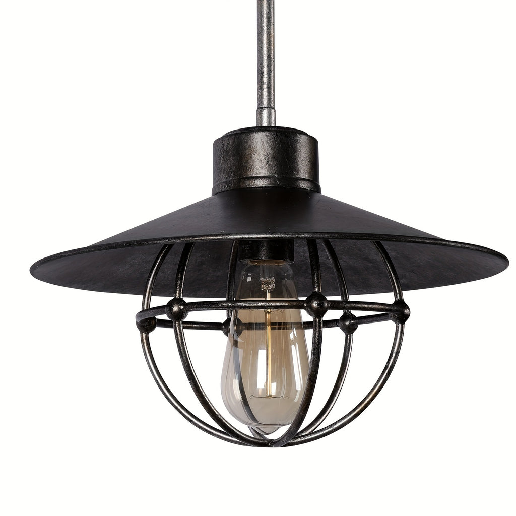 Single-Head Simple Vintage Industrial Edison Pendant Light - Height Adjustable American Rustic Lighting Fixture - Ideal for Bar, Dining Room & Kitchen