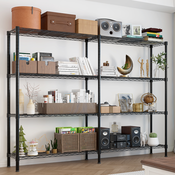 AEELLEEA 4-Tier Wire Storage Shelving Unit, 59.1"W x13.8"D x57.9"H, Heavy Duty Adjustable Metal Rack, Convertible L or H Shape
