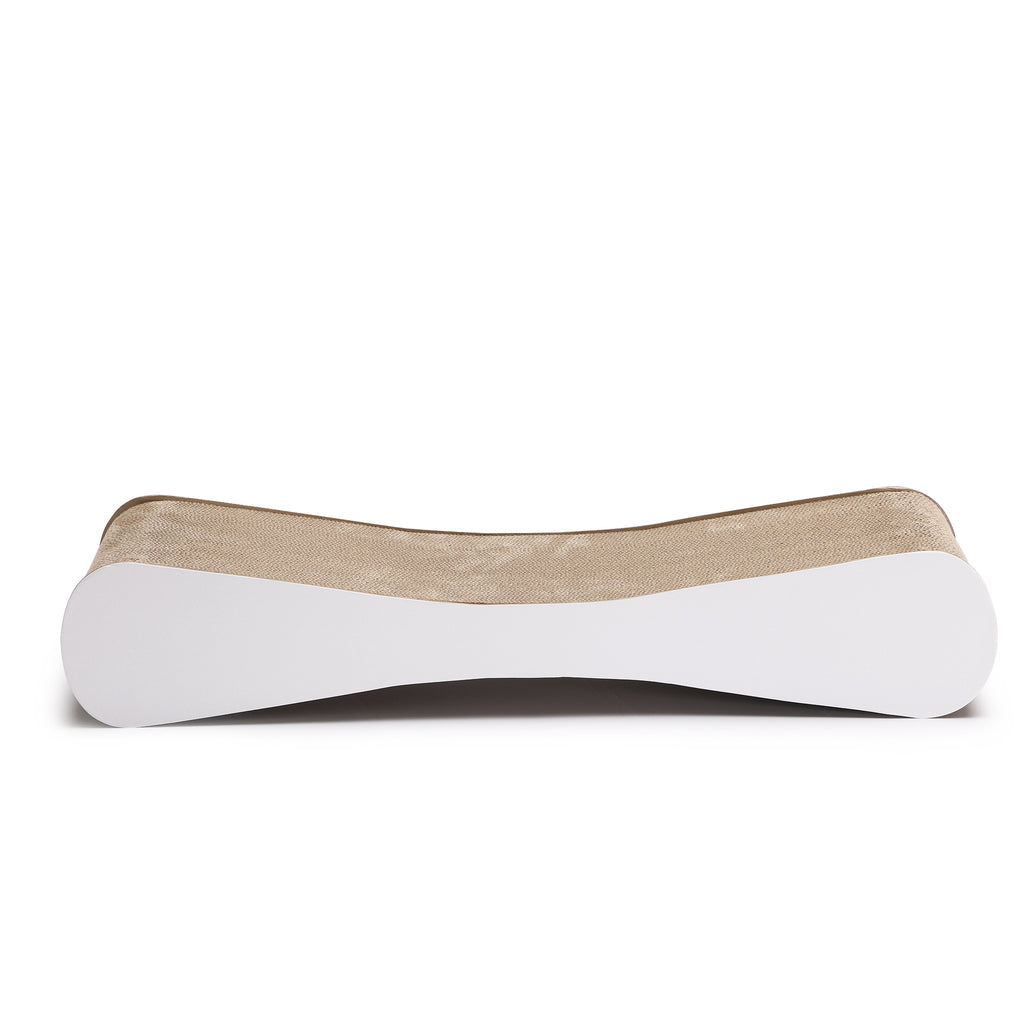 Cat Scratcher, 25.6" Large Corrugated Cardboard Scratch Pad, Double-Sided Reversible Cat Lounge Bed with White Coated Surface