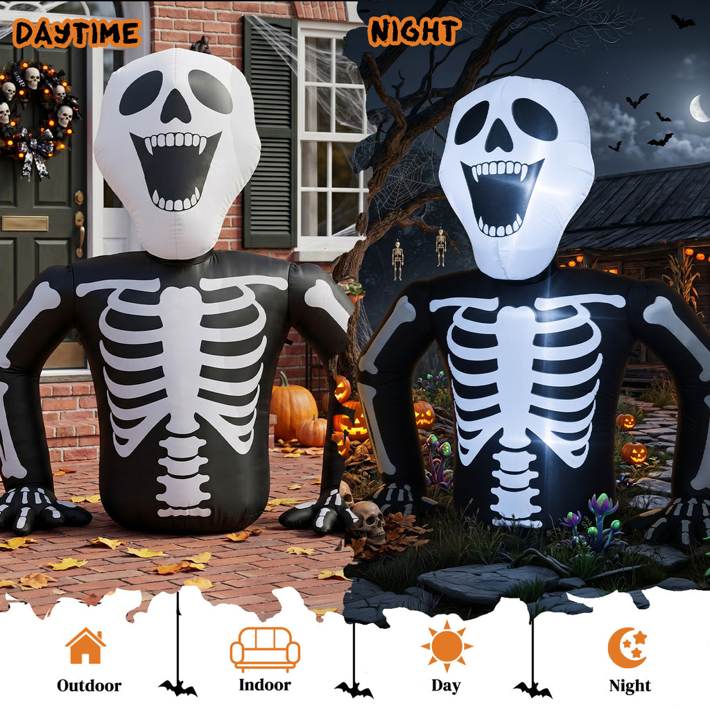 AEELLEEA-6 FT Half Body Skeleton Halloween Inflatable Decoration with 3 Built-in LED Lights