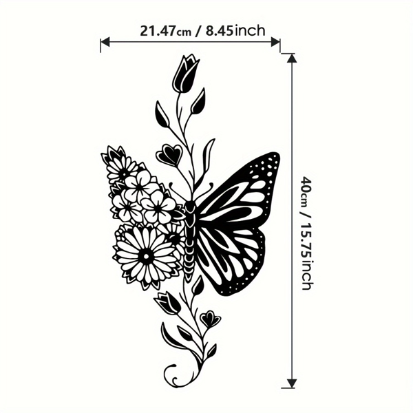 Metal Butterfly Wall Art, Black Iron Flower Floral Wall Decor