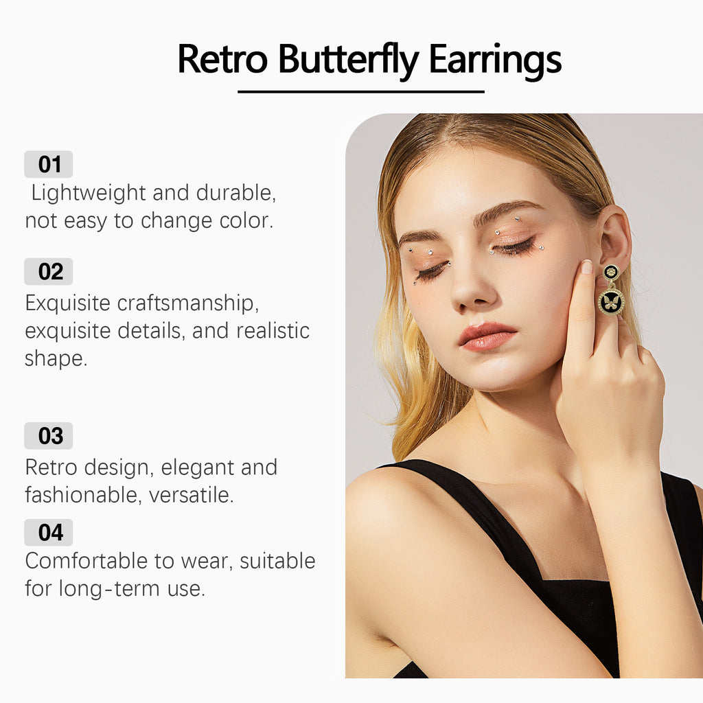 Vintage Butterfly Earrings for Women, Trendy Retro Dangle Earrings, Chic Fashion Jewelry, 1 Pair