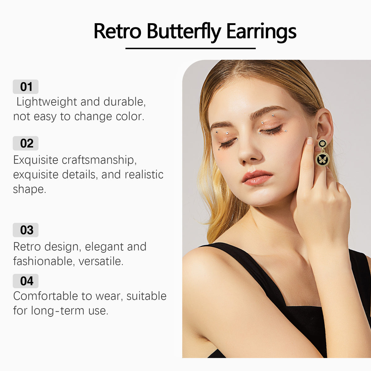 Vintage Butterfly Earrings for Women, Trendy Retro Dangle Earrings, Chic Fashion Jewelry, 1 Pair