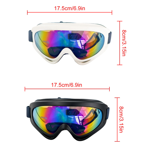 2 Pack Dog Goggles Pet Sunglasses with Adjustable Straps, Rainbow Lens Eye Protection for Medium Large Dogs, Black & White