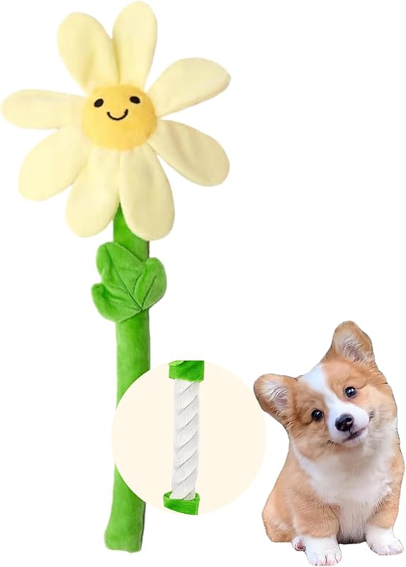 Interactive Puppy Plush Toy - Pleated Flower Rope Toy,Teething Toy Suitable for Small and Medium-sized Dogs