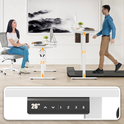 AEELLEEA Electric Standing Desk, 48 x 24 in Height Adjustable Sit-Stand Desk with Memory Presets and Headphone Hook, White