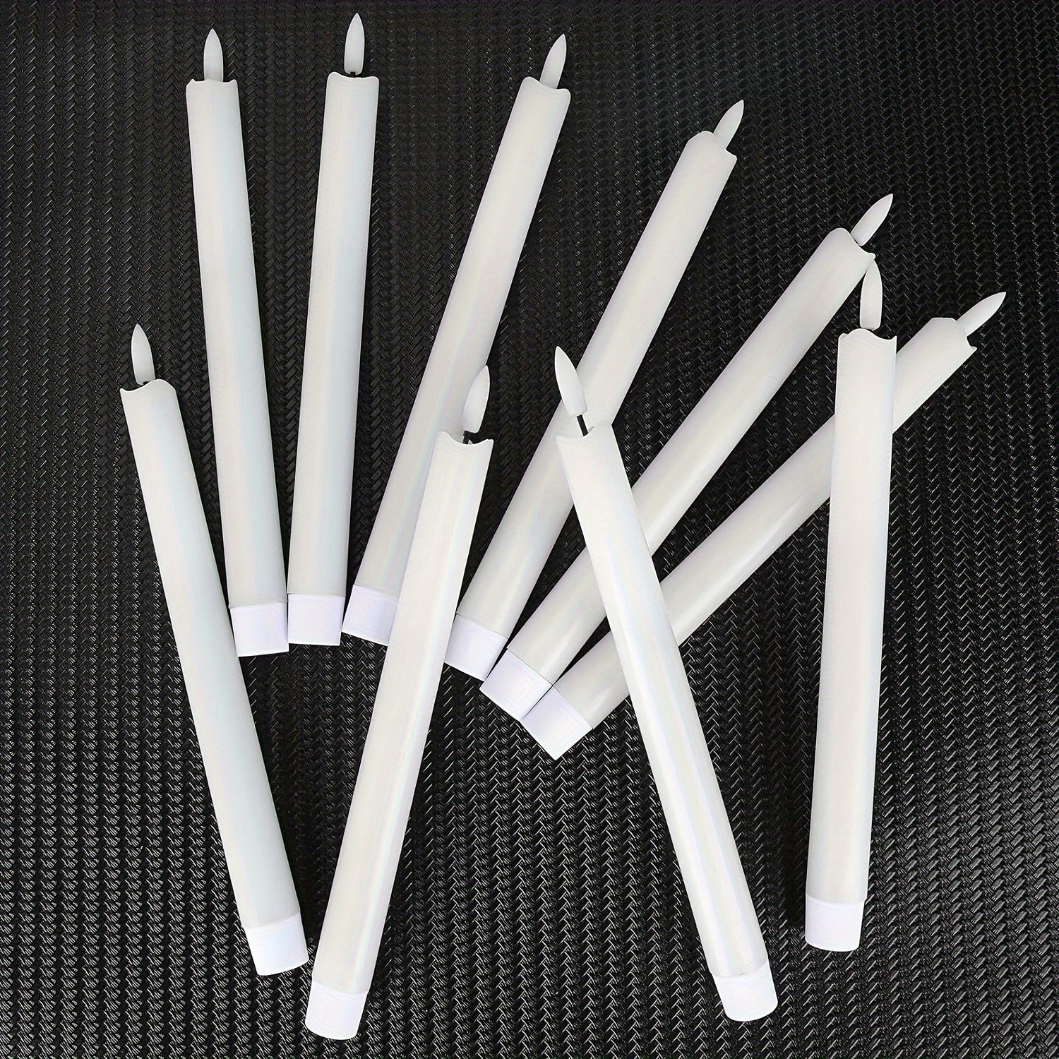 AEELLEEA 10-Pack White Taper Candles - Flameless LED Warm Light Decor for Christmas/Mantel/Dinner Part